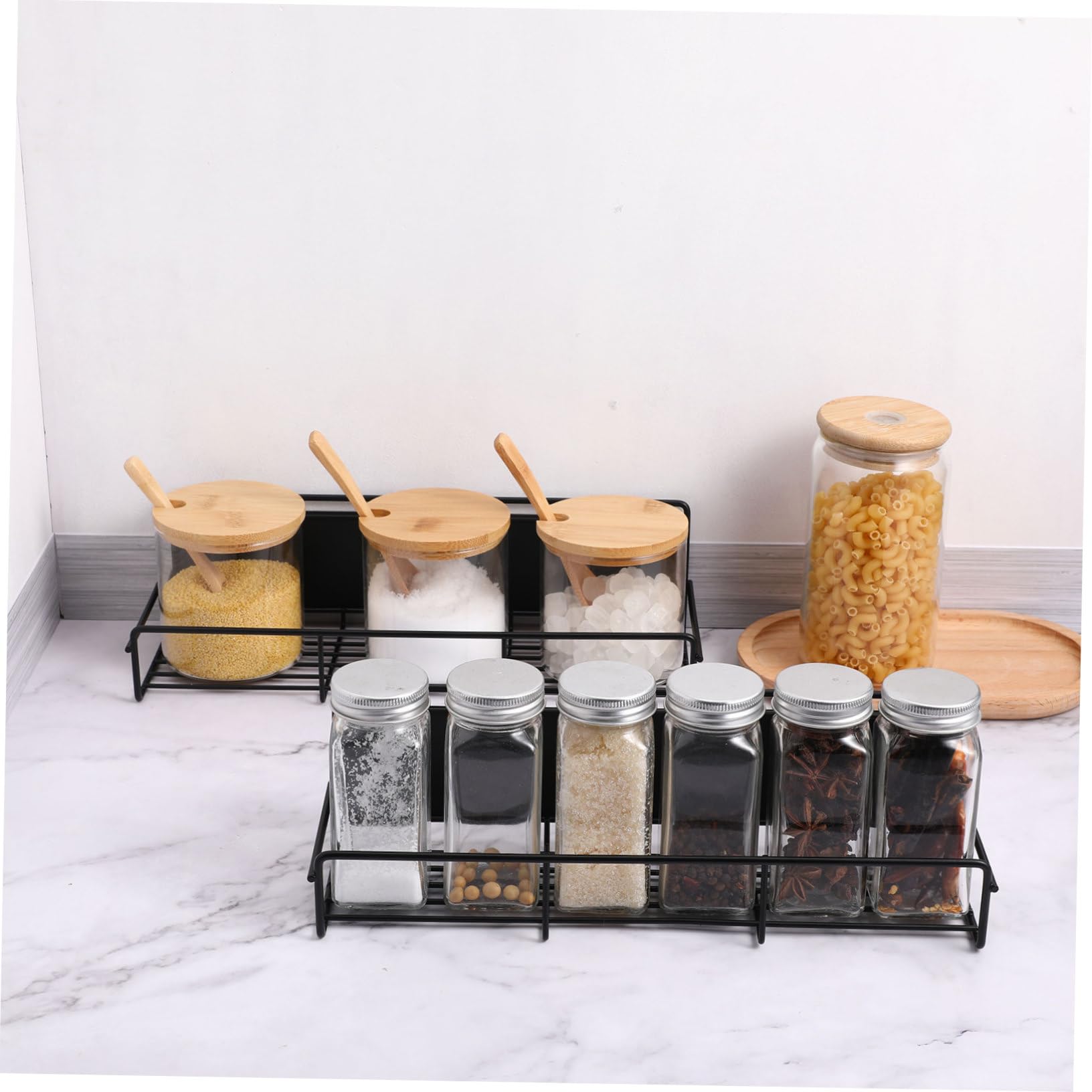 Estante Magnético para Refrigerador, 4 Piezas de Acero al Carbono Negro