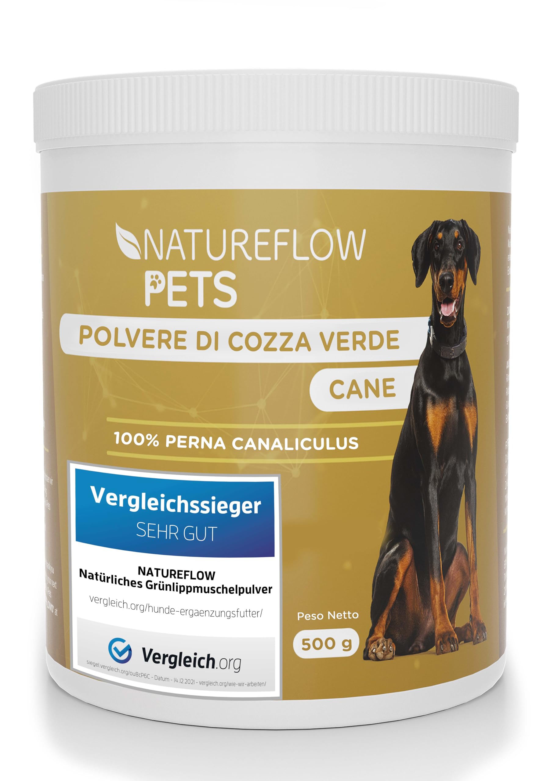Polvere di cozza verde per cani – Integratore naturale con glucosamina, green lipped mussel 500g, supporto articolare, cozza verde cani, benessere e mobilità