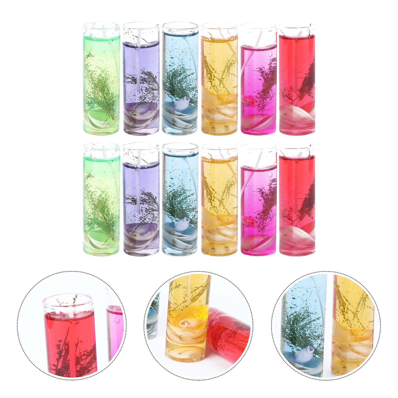 12 Bunte Jelly Wachskerzen aus Gelwachs mit Duft Sauber Brennend für Romantisches Candlelight Dinner und Partydekoration