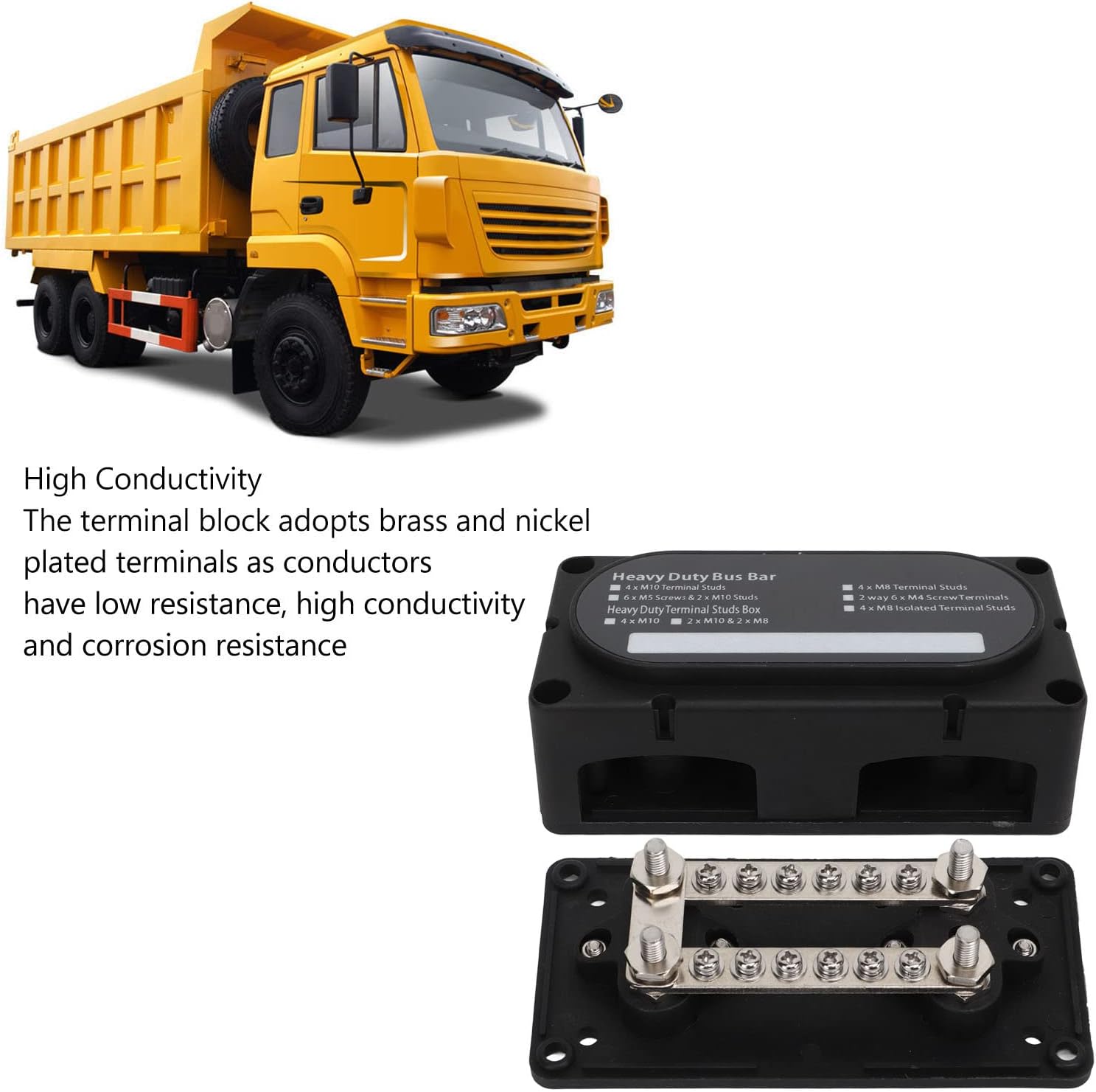 4 Post 100A Dual Busbar Power Distribution Block, Heavy Duty 12 48V Universal for Car, Truck, RV, Boat & Industrial Equipment