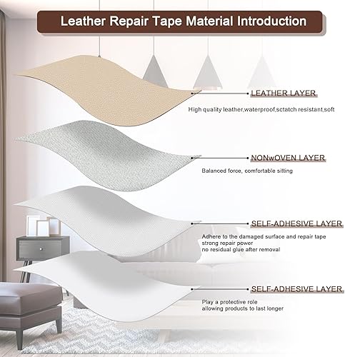 Miniatura 52 de Cinta de parche de reparación de cuero para sofá, sofá autoadhesivo grande, asiento de automóvil, silla de oficina, muebles de cuero, kit de parches