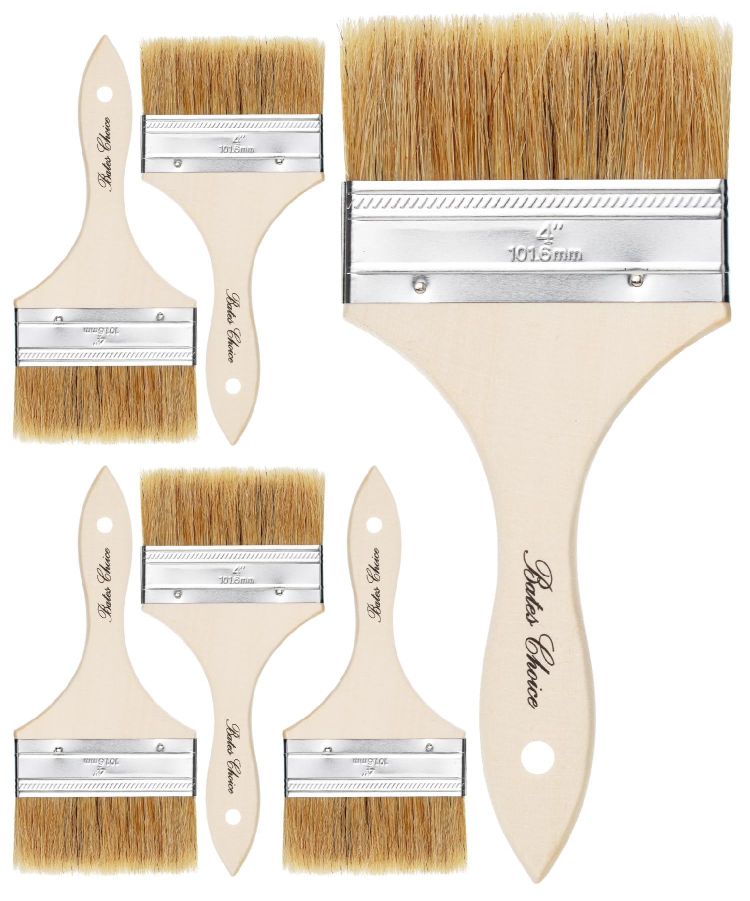 Bates- Chip Paint Brushes, 4 Inch, 6 Pack, Chip Brush, Brushes for Painting, Paint Brushes, Stain Brushes for Wood, Natural Bristle Paint Brush, 4 Inch Paint Brush, Chip Paint Brushes for Paint