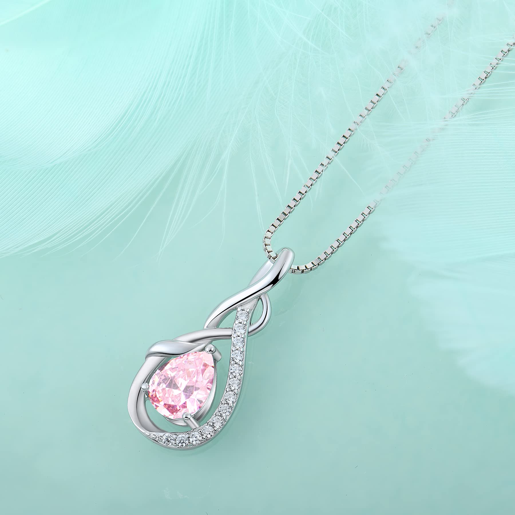starchenie Collar Mujer Infinito Plata de Ley 925 con Zirconia Cúbica Piedra de Nacimiento Regalo para Mamá Novia