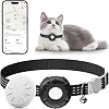 猫トラッカー、Apple Find My AppiOSのみと互換性のある猫用ペットトラッカー、安全弾性バックル付き防水トラッカー猫首輪、月額料金なし、どんな首輪でも動作-ブラック