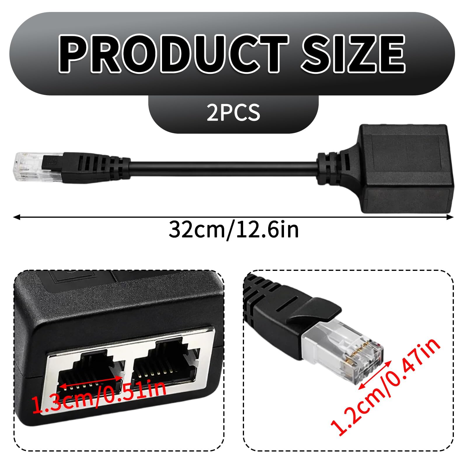 Adaptateur Répartiteur RJ45 Multiprise Ethernet 2 Pièces Compatible Cat5 Cat5e Cat6 Cat7