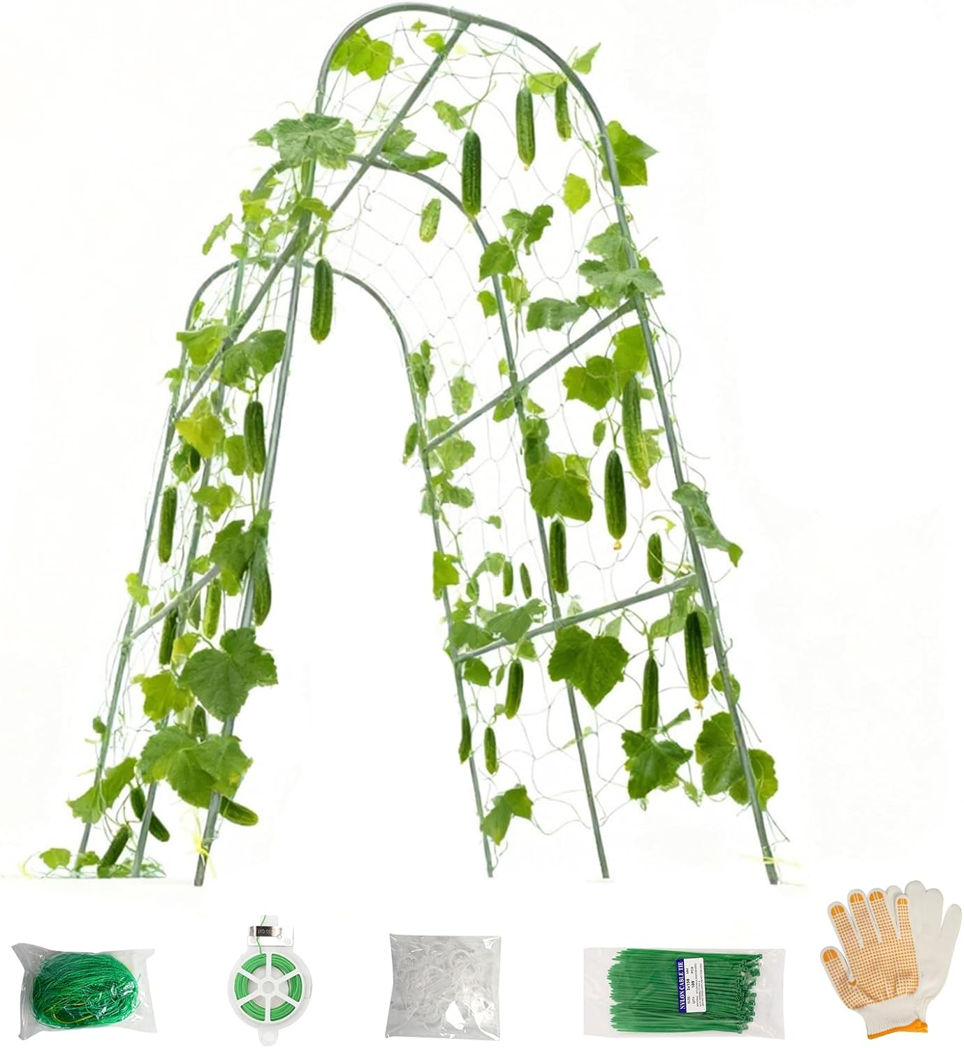 Cucumber Trellis for Raised Beds & Gardens - Sturdy Arch Trellis for Climbing Plants, Tomatoes, Peas & & Beans | Outdoor Vegetable Support for Vines (31.5" Lx30 W x47.2 H)