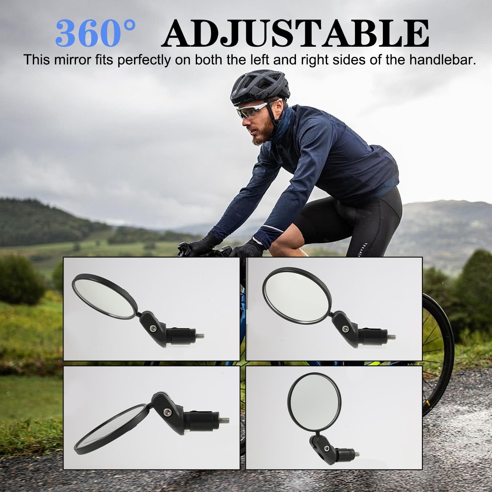 Ceeyoll Lot de 2 rétroviseurs universels pour guidon de VTT et vélo - Pivotant à 360 ° - Rétroviseur grand angle pour vélo électrique gauche Ceeyoll Lot de 2 rétroviseurs universels pour guidon de VTT et vélo - Pivotant à 360 ° - Rétroviseur grand angle pour vélo électrique gauche