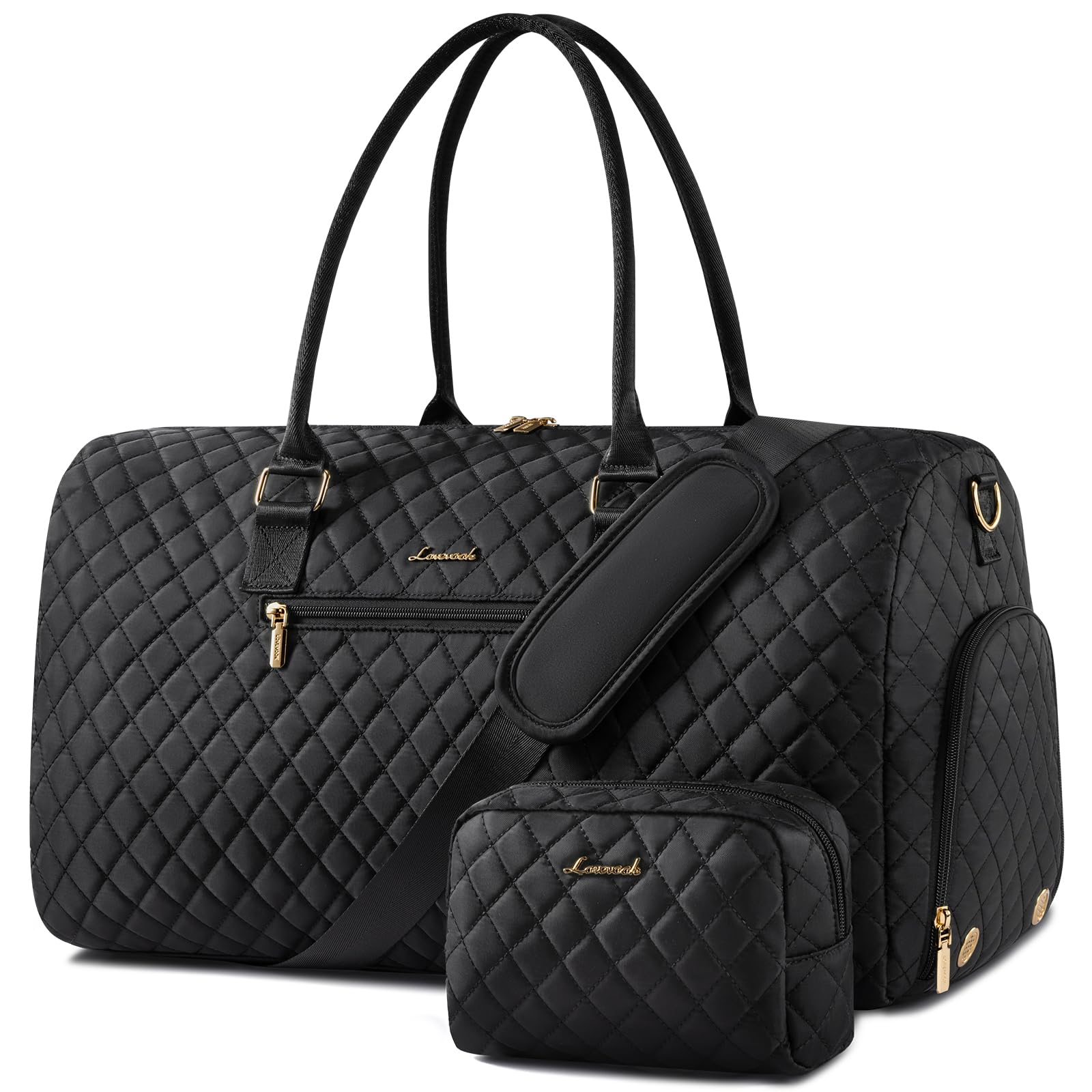 LOVEVOOK Sac de Voyage Femme Sac de Sport avec Compartiment à Chaussures & Sac Humide Séparé, Grand Valise de Maternité, Weekend Travel Bag Cabine, Noir