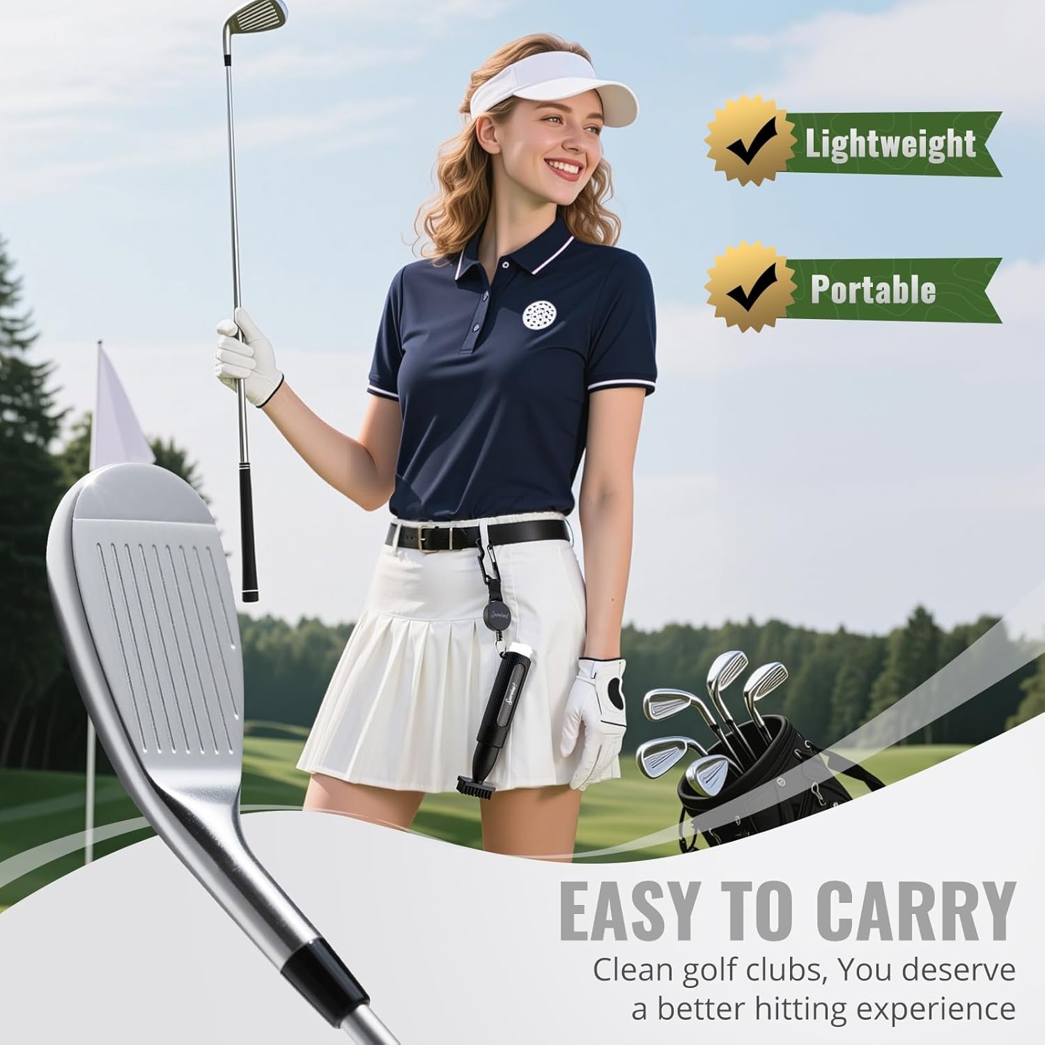 Pro 3rd Gen Golf Club Spray Cleaner Brush, Adopts a Leak Proof Design, Equipped with a Multi Functional Telescopic Clamp and a Press Type Water Bottle, Premium Golf Accessories for Men - Image 7