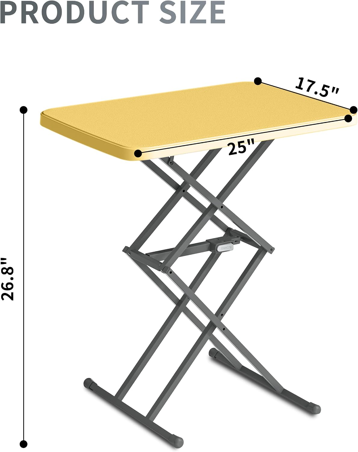 SOUNDANCE Small Folding Table, Adjustable TV Tray, Portable Dinner Table, Lightweight, Zero Assembly, Easy to Fold and Storage, Sturdy Desk for Home Garden Office Indoor Outdoor Use, Yellow