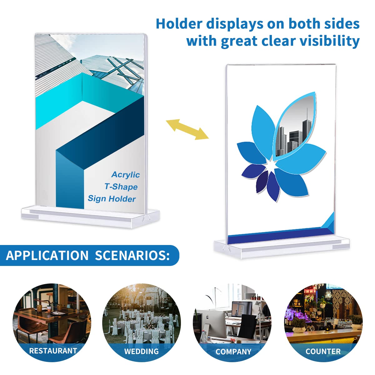 ITSELFER 6pcs Acrylic Sign Holder L Shape Double Sided Clear Table Top Sign Gold Frame Plastic Display Stands Wedding Table Number Restaurant Photos - View #10