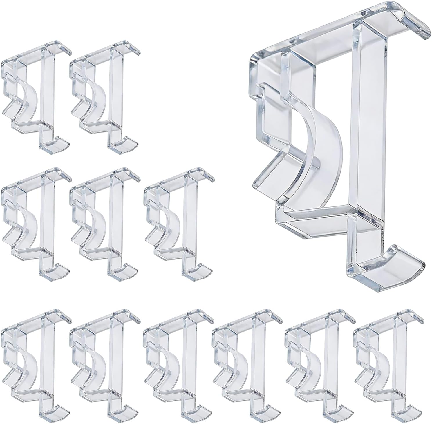 Clear Valance Clips, 12 Pack, 2 Inch, Plastic