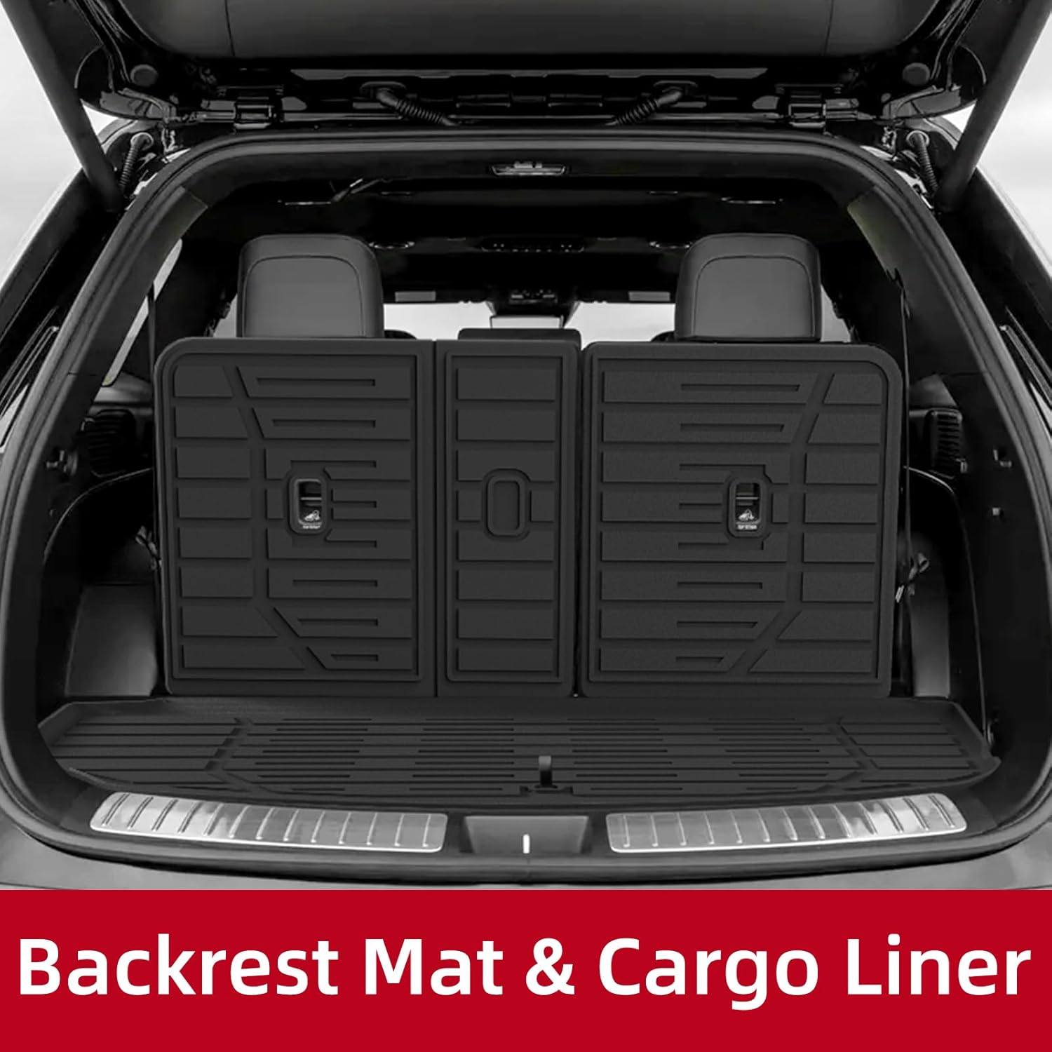 Trunk Mat & 3rd Row Backrest Mat for Hyundai Palisade 2026 All Weather TPE Cargo Liner Accessories Interior Black