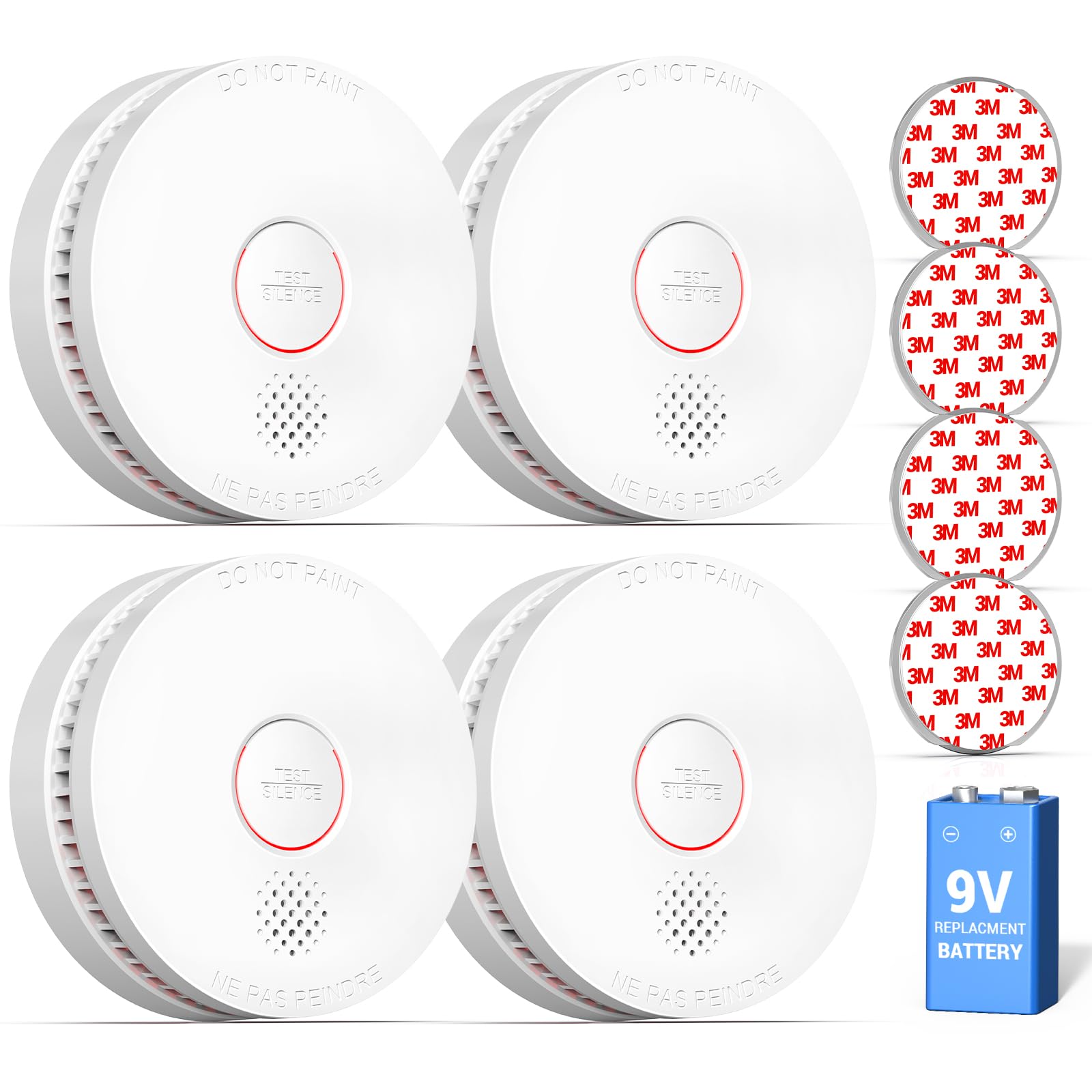 SITERWELL Smoke Detector, 10 Year Product Life Fire Alarm with Magnetic Fastening Kit, Smoke Alarm with Photoelectric Sensor and Low Battery Warning Function for House, ETL-9th Listed, GS509A, 4 Packs