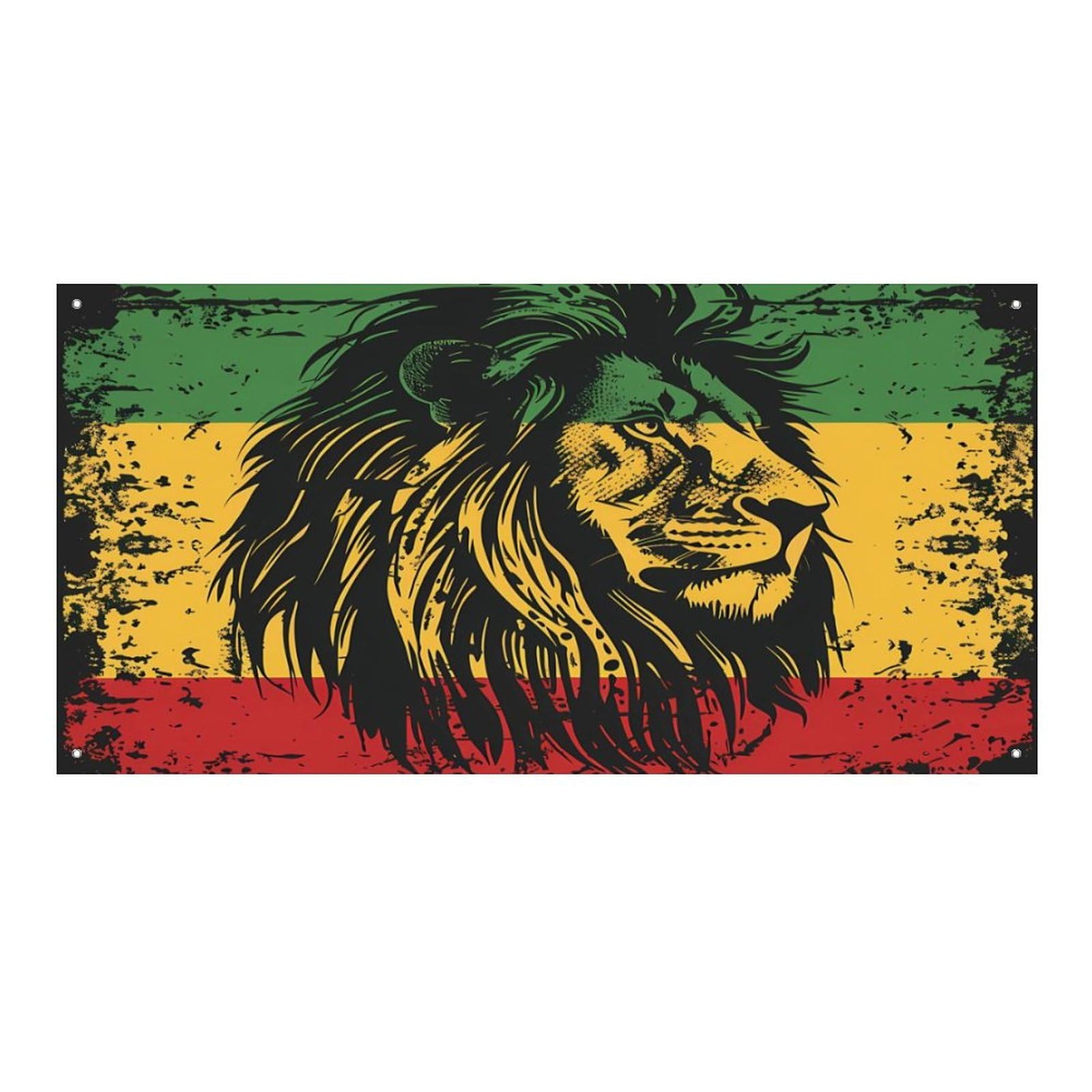 Lion Reggae Jamaica Flags Banner Polyester Flag Hanging Banner Sign Decoration for Party Garden 120x60cm