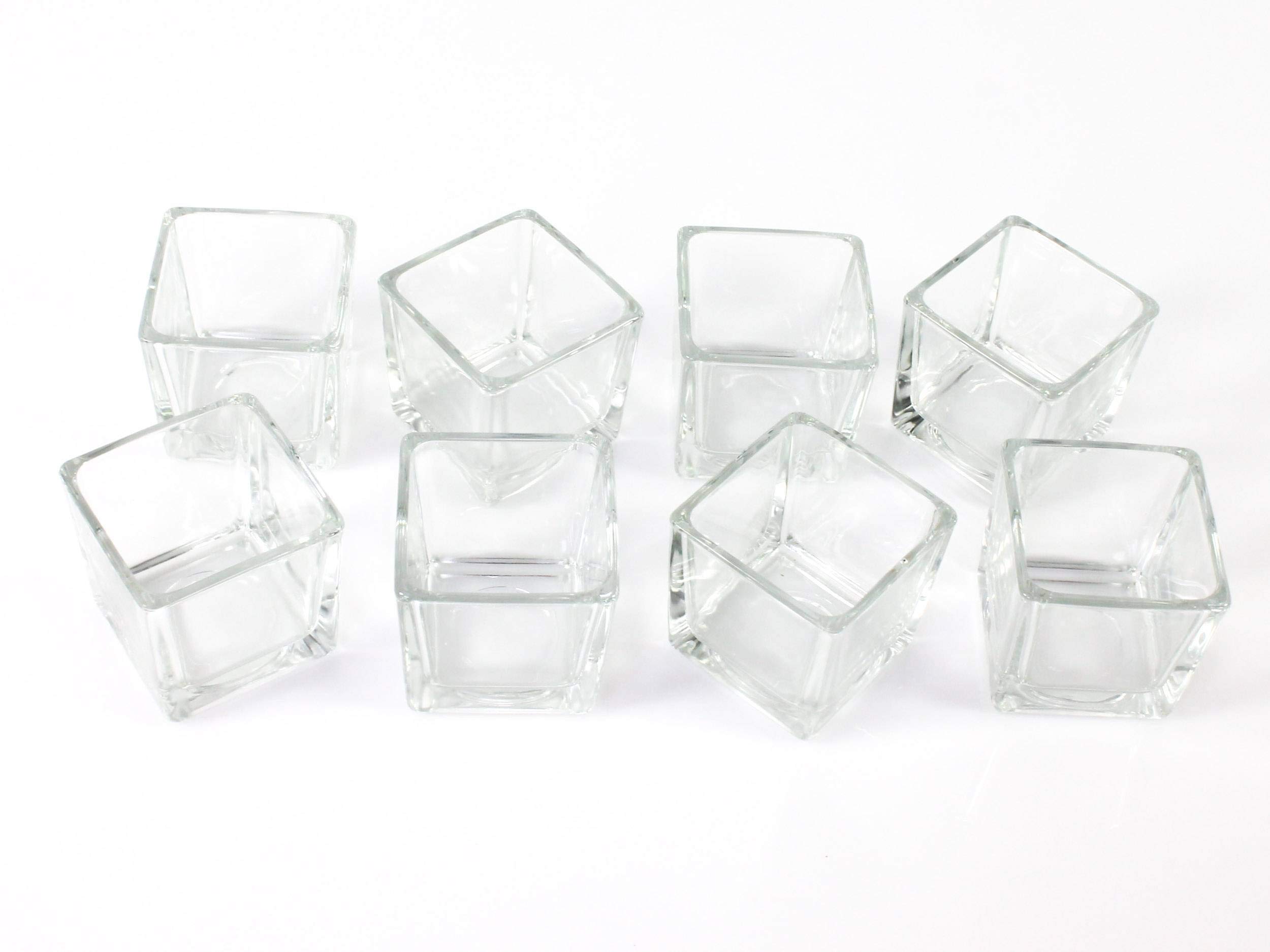 INNA-Glas 8 x Piccolo portacandela/Bicchiere cubico Kim, Trasparente, 6x6x6cm - Set portacandela/Bicchieri Decorativi