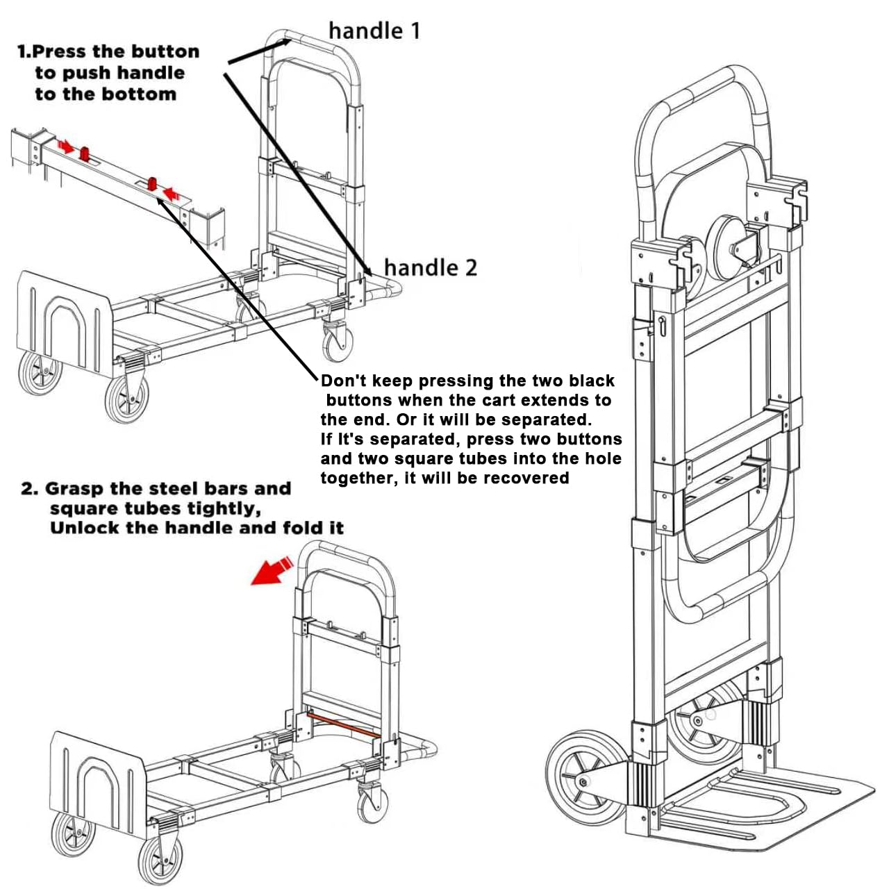 Heavy Duty Hand Truck Dolly - 500lb Capacity -4