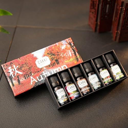 Miniatura 7 de Aceites esenciales de otoño para difusores para el hogar, juego de aceites aromáticos CAKKI 6 aromas de otoño, aceites naturales de aromaterapia,