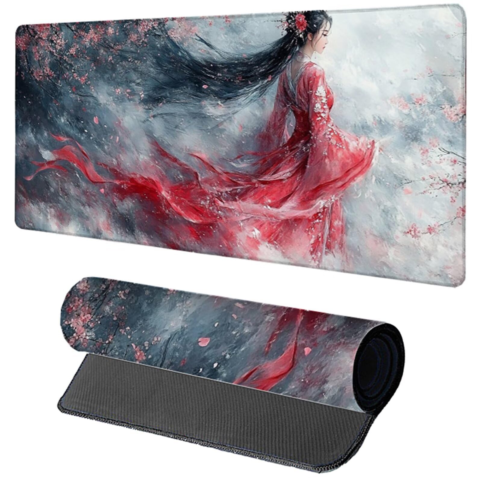 Podkładka pod mysz Biurko Czerwona Podkładka Pod Mysz XXL 1600x800x3mm, Podkładka Pod Myszkę Dla Kobiet, Poprawia Dokładność I Prędkość, Wodoodporna Podkładka Na Biurko Dla Graczy Akcesoria Do