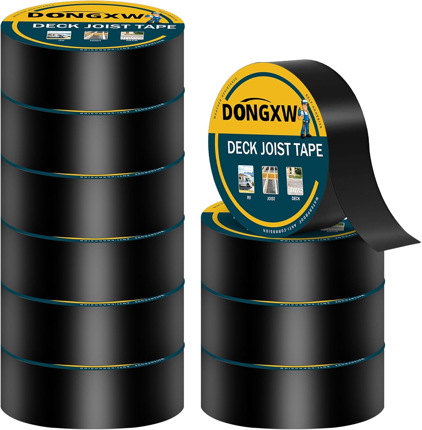 Joist Tape for Decking 2''×50', Waterproof Butyl Deck Joist Tapes, Weather-Resistant Flashing Tape for Wood Decks Beams Roof, 10 Packs