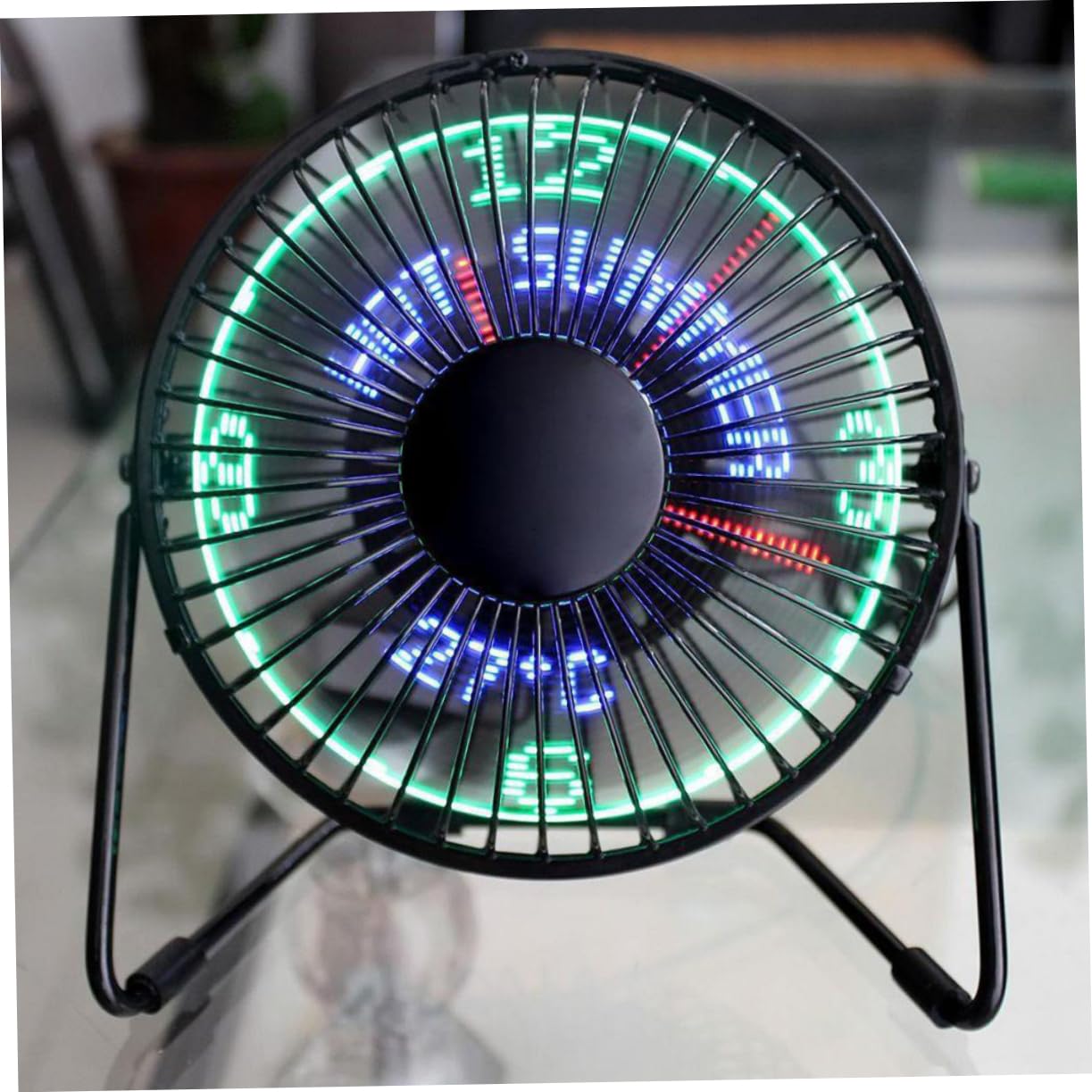 ABOOFAN 2pcs Desk Display Build Portable Clock Mini LED with Temperature USB Metal Calendar Cooling Message Home Small for Office Desktop and Fan in