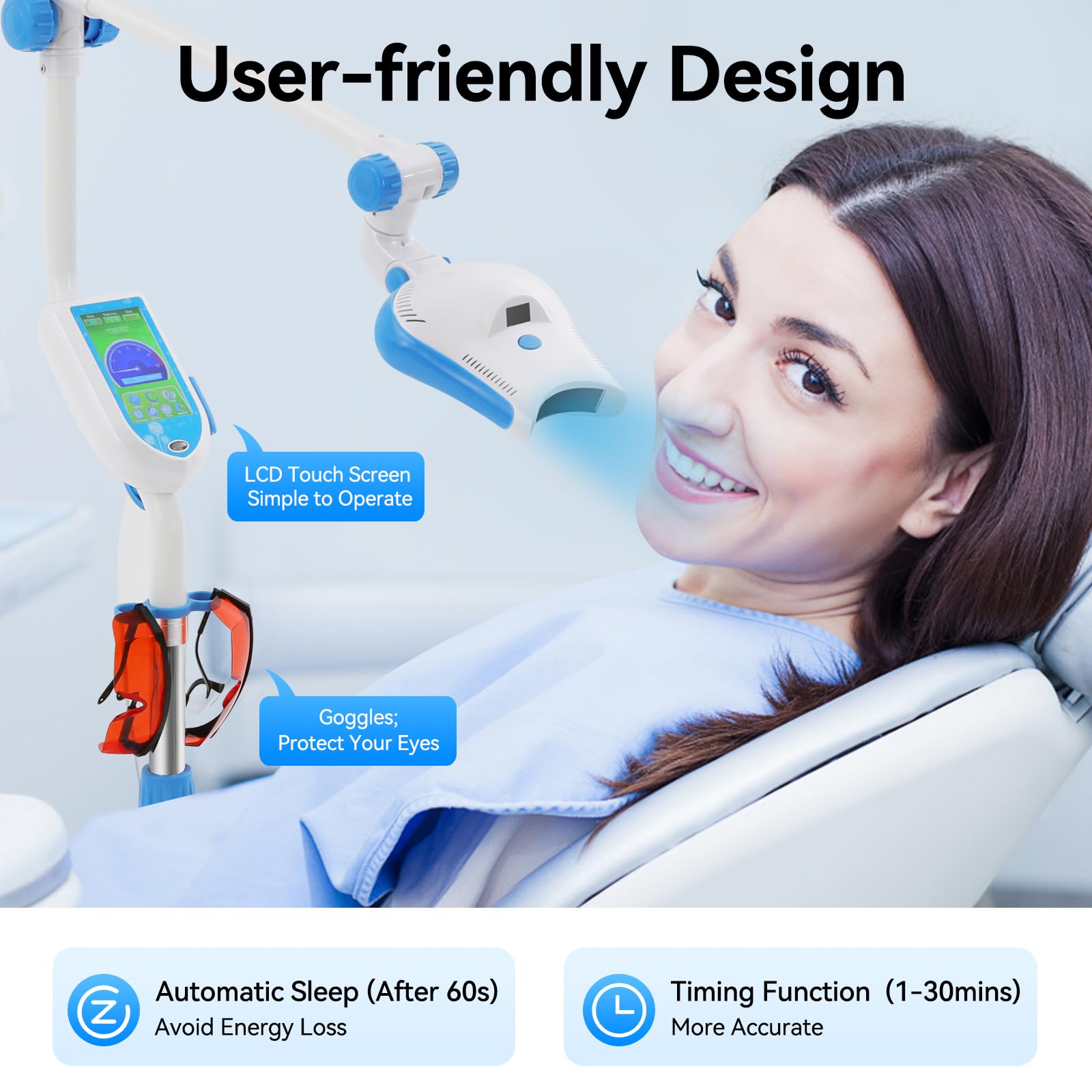 Lampada dentale a LED sbiancante, Teeth Whitening Device con ruote, sbiancamento dei denti, sbiancamento dentale