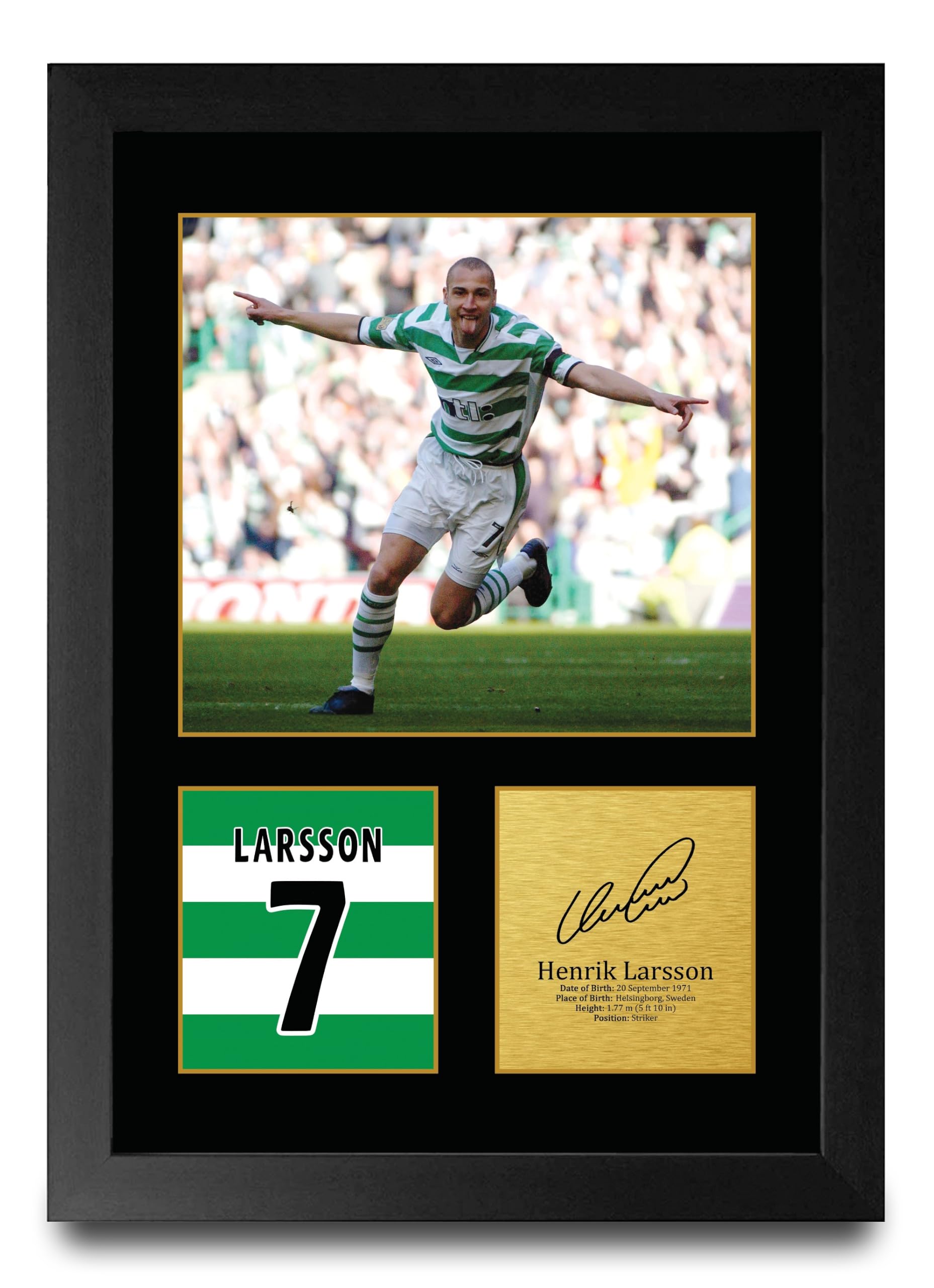 HWC Trading Henrik Larsson Celtic Gifts Printed Signed Autograph Picture for Football Fans and Supporters (ID-004798) - A4 Framed Print
