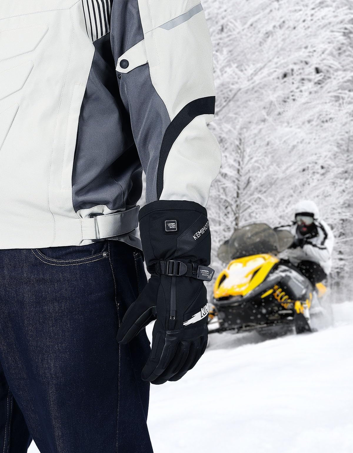 KEMIMOTO Guantes Moto Calefactables, Retención de Calor Desde -20℃ a -5℃, con Protección de Almohadilla EVA, 3 Niveles de Calefacción y 2500mAH, Esquí, Patinaje Actividades de Invierno