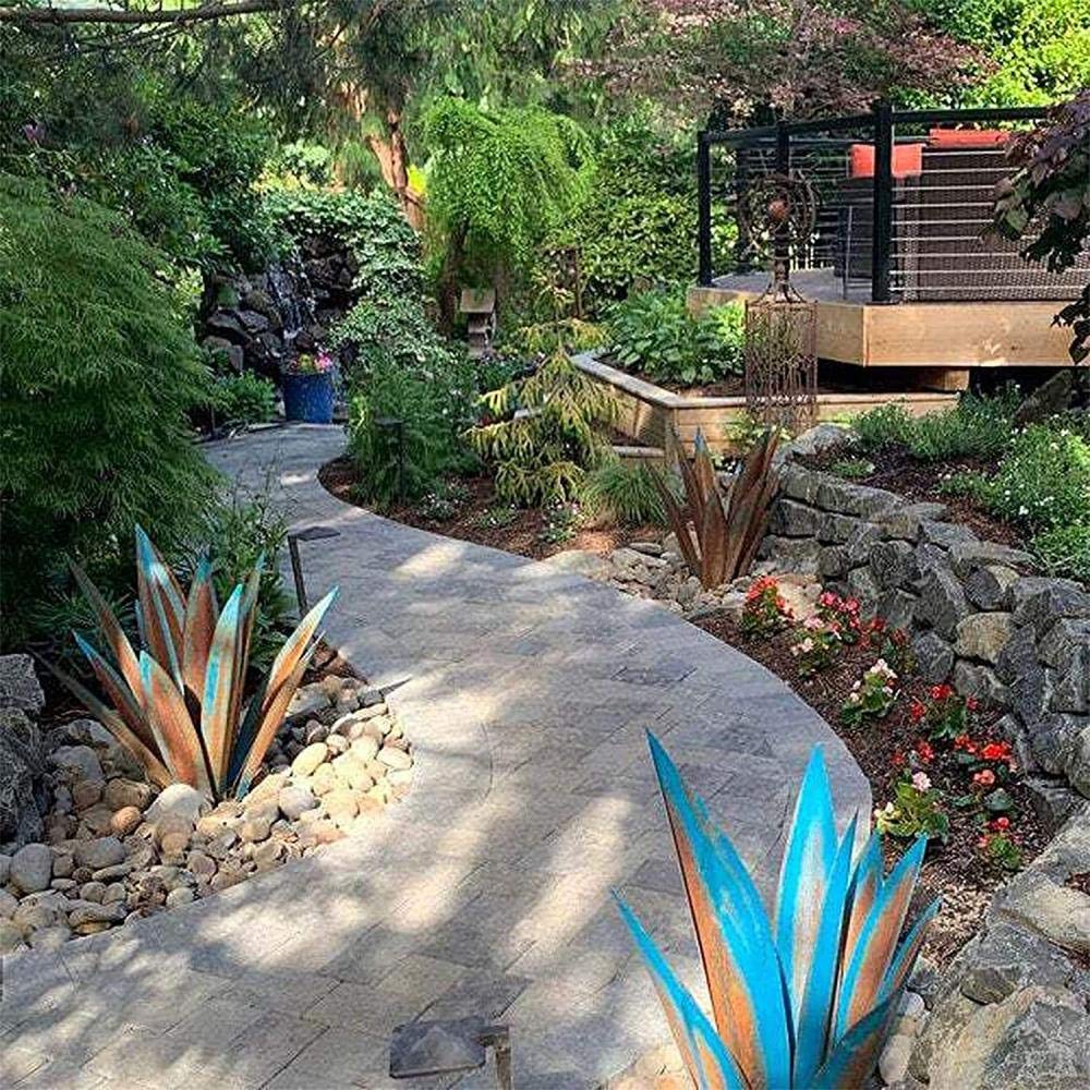 Sculpture Rustique de Tequila Tequila Home Decor Sculpture Plante d Agave en mÉ tal Bricolage Ornements de pelouse de Jardin pour Cour extÉ Rieure Bleu-65cm