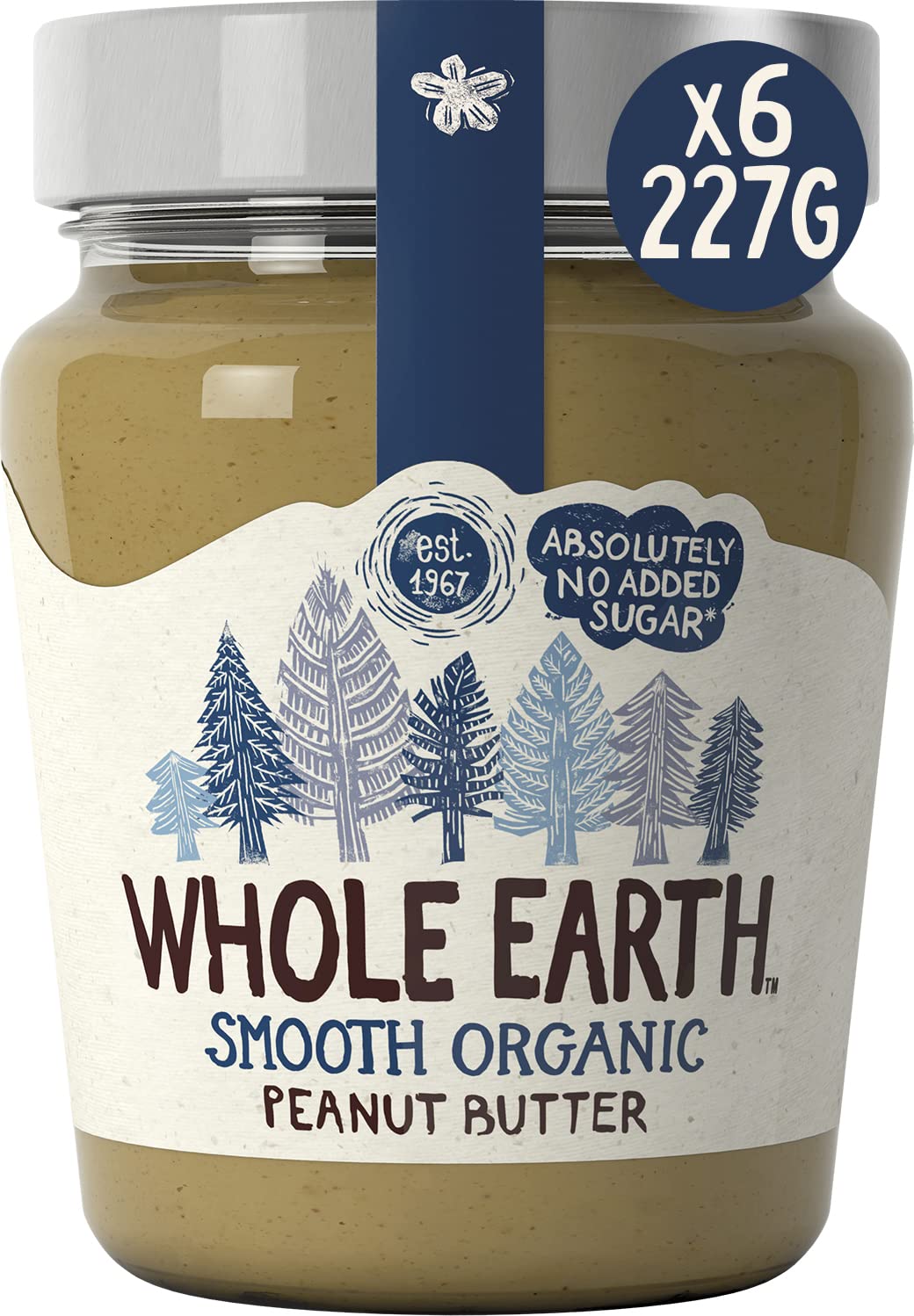 Whole Earth Peanut Butter Smooth Organic 227g (Pack of 6)
