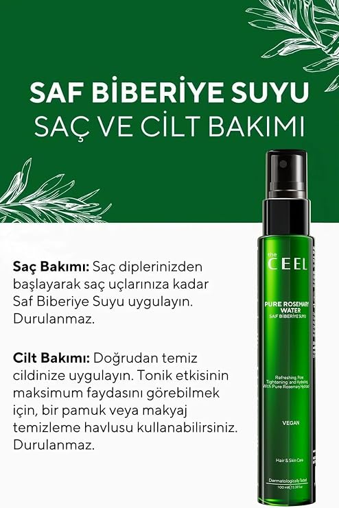 The Ceel Saf Biberiye Suyu Toniği 100 ml - Rosemary Water Saç ve Cilt Bakımı