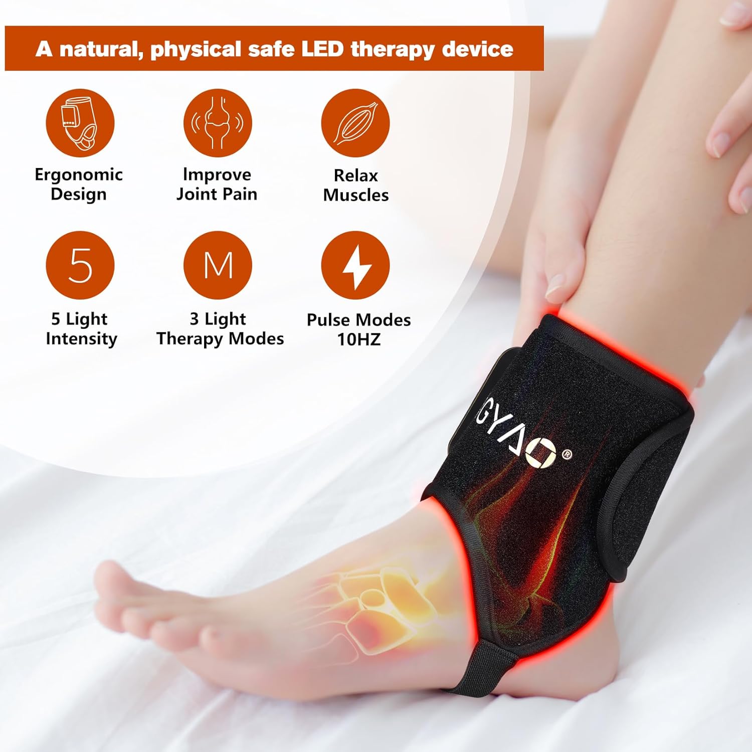 TUOB Red Light Therapy for Ankle Pain Relief, 660nm & 850nm Near Infrared Light Therapy Wrap for Ankle, Elbow, Wrist Joint Pain Relief and Muscle Relax - Image 4