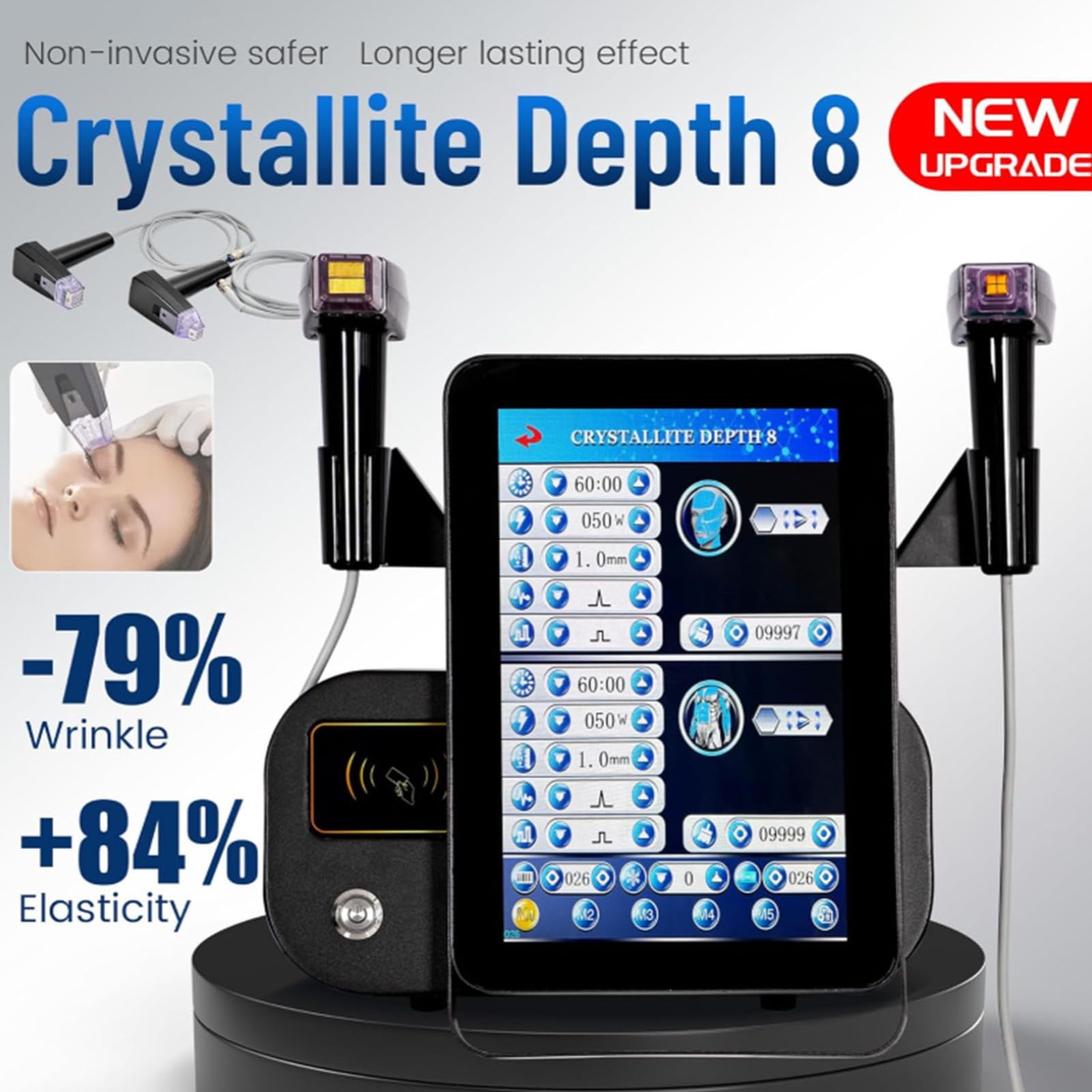 2 In 1 Macchina Bellezza Microaghi Rimozione Cicatrici Acne, Macchina Rassodamento Pelle Microaghi RF 8 Mm Profondità, Macchina RF Frazionata Smagliature Per Lifting Del Viso
