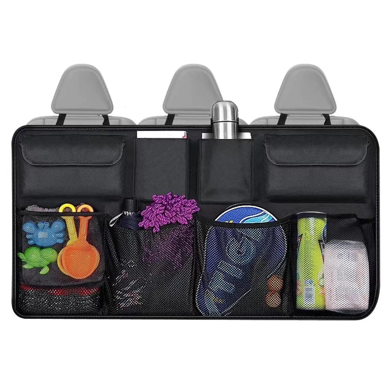 NiceNaiils Organizador de maletero de coche, impermeable, organizador de coche, protectores de respaldo de asiento, almacenamiento de red de carga plegable duradera para