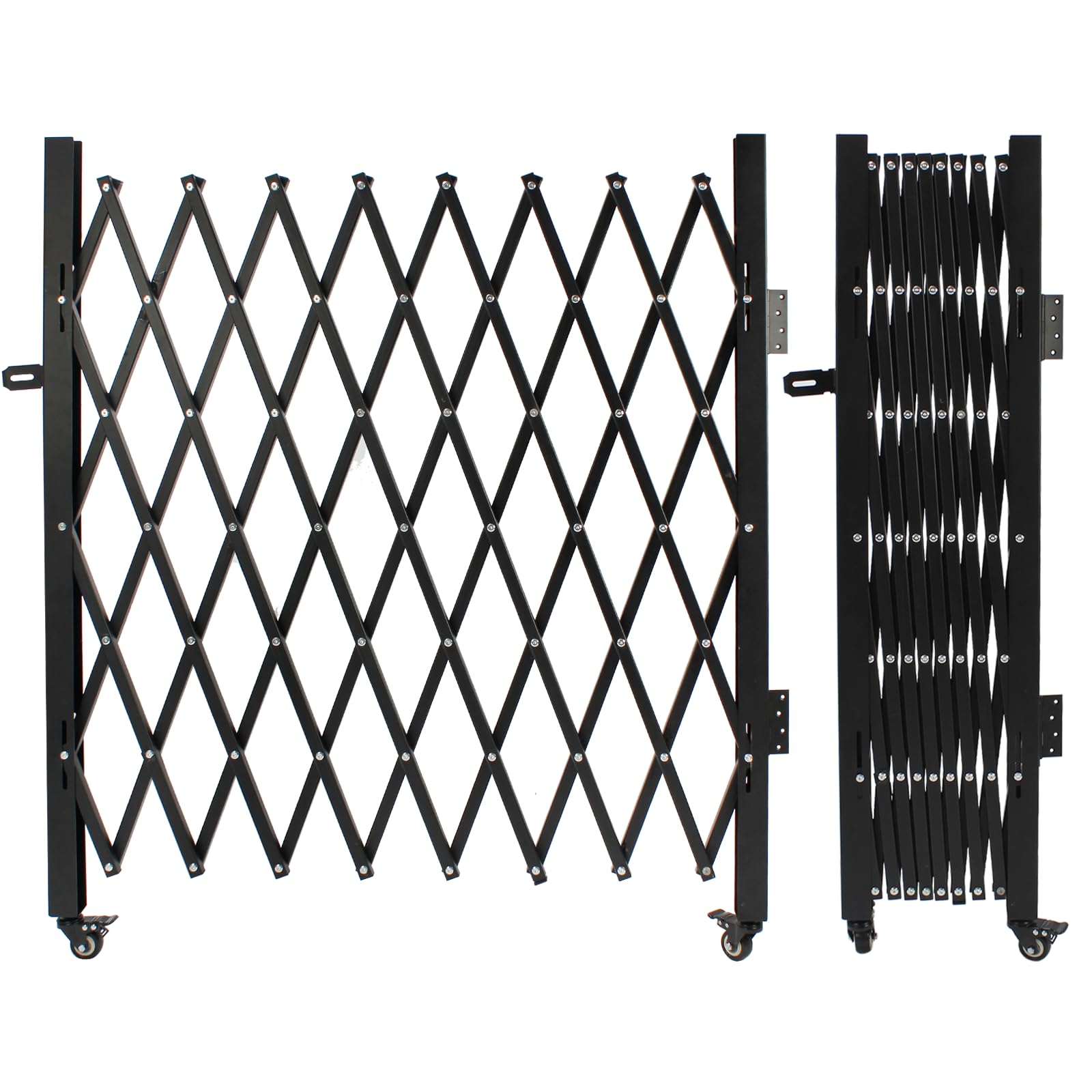 SGOLAN Single Folding Security Gates Accordion Door, 72" W x 50" H Metal Expandable Fence 360Rolling Expanding Outdoor Security Scissor Gate for Courtyards, Garages, Gardens - 2