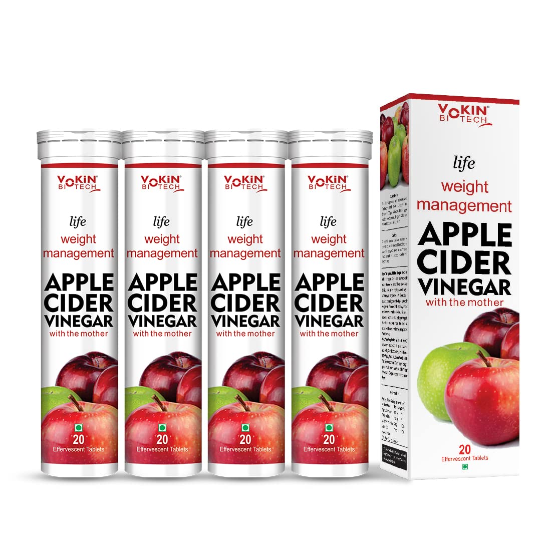 Vokin Biotech Worlds First Apple Cider Vinegar -20 Effervescent Tablets Vitamin C for Detox & Weight Management with Green Apple Flavor (Pack of 4) (B09ZF5987X) Amazon Price History, Amazon Price Tracker