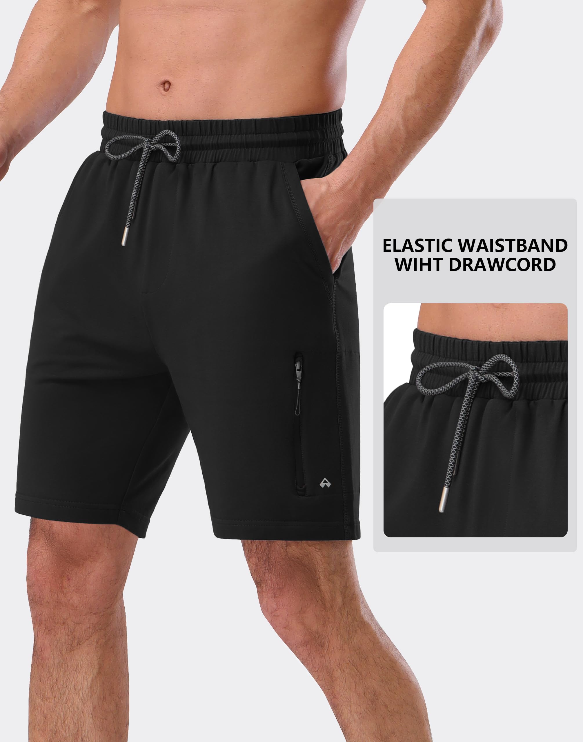 Pioneer Camp Sporthose Kurz Herren Jogginghose Kurz Baumwolle mit Reißverschlusstasche Herren Kurze Hosen Sommer Casual Sweatshorts Freizeit-Shorts 7" Inch