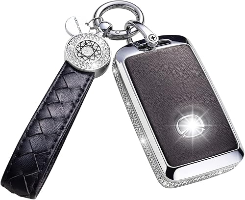 Miniatura 7 de SHANGHONG Funda compatible con Mazda para llavero con llavero de cuero de cristal de protección de 360 grados para Mazda 3 2019-2022, Mazda 3