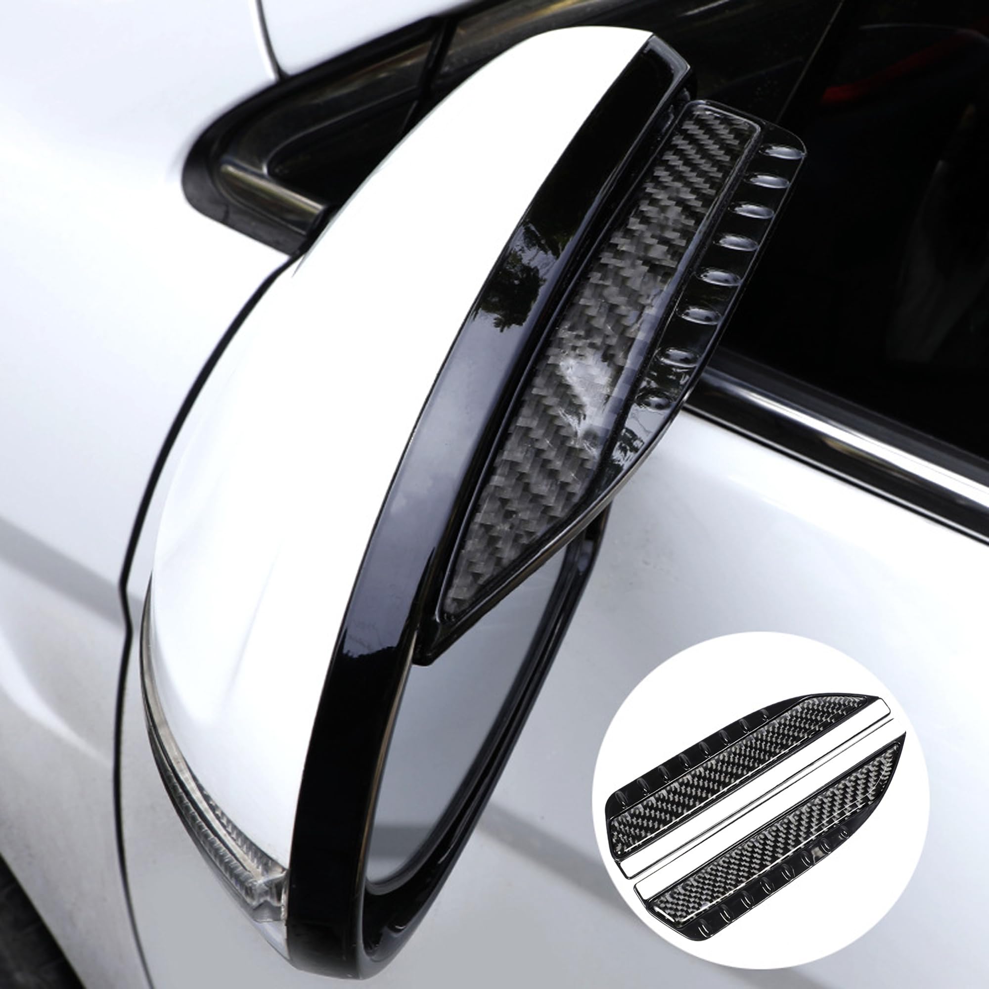 2PCS Rearview Mirror Rain Visor Guard, Carbon Fiber Mirror Rain-Proof Sun Visor Side,Rainproof Waterproof Auto Rearview Mirror Cover Accessories, Universal for SUV, Truck, RV (Black)
