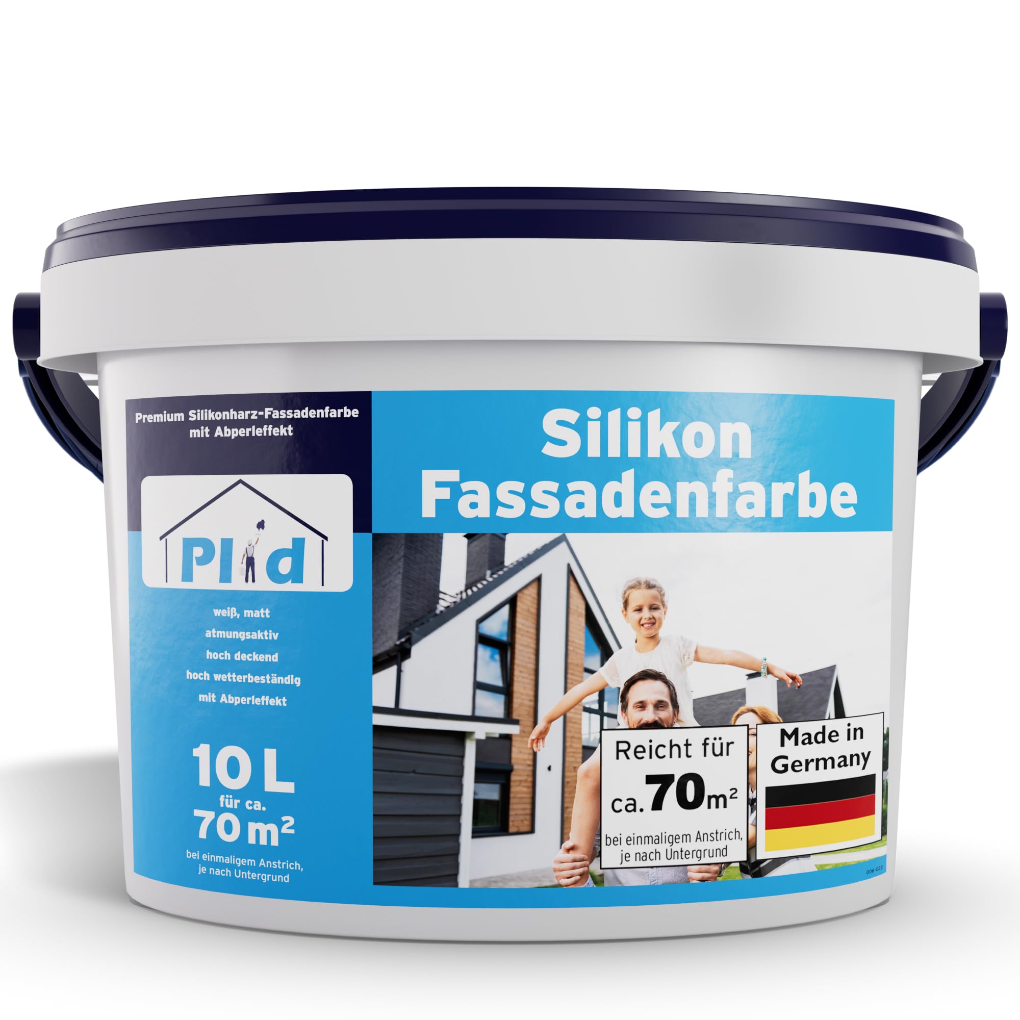 plid® Pintura para fachadas de silicona, color blanco mate, 10 l, para hormigón, mampostería, sótano, fachada y zócalo, color blanco para paredes exteriores 10 l, color exterior blanco resistente a la