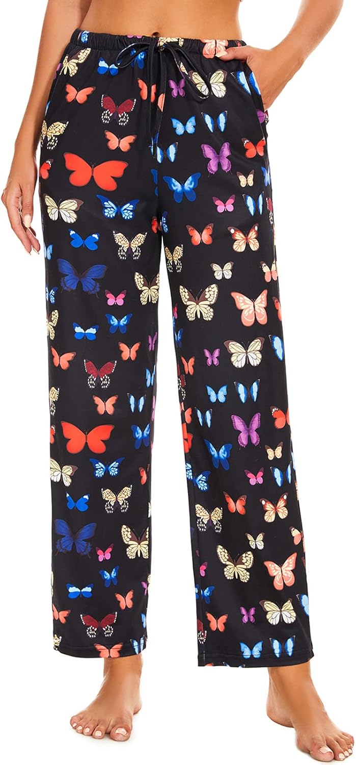 ccko Women’s Comfy Pajama Pants with Pockets, Stretch Drawstring Lounge Pants, Soft Casual Wide Leg Pjs Sleep Bottoms - Image 2