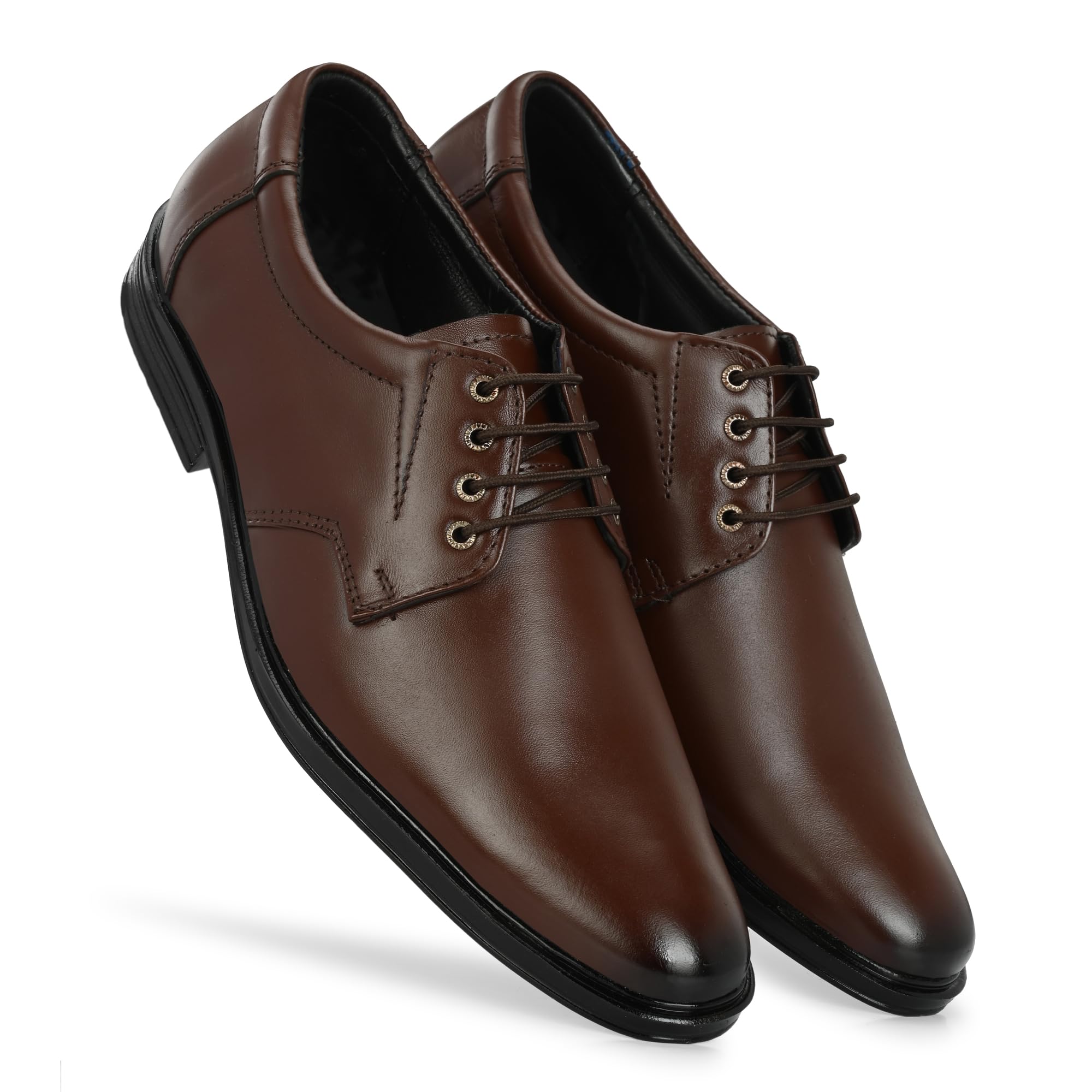 Premium Mens Formal Classic Derby Leather Shoes (Black/Brown)-image-3