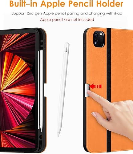 Miniatura 6 de DTTO Funda para iPad Pro de 11 pulgadas de 43221 generación 2022202120202018, funda de piel sintética de alta calidad con correa de mano, compatible