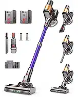 Cordless Vacuum Cleaner, 2 Batteries 120 Mins Runtime, 600W 50KPA Stick Vacuum with Self-Standing, Tangle-Free Brush, LED Display, Vacuum Cleaner for Home Hardwood Floor, Carpet, Pet Hair