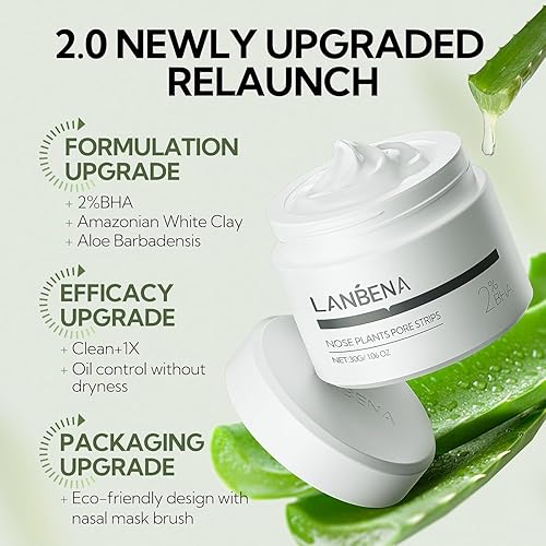Miniatura 4 de LANBENA Removedor de puntos negros para cara, 60 tiras de poros, tiras de plantas de nariz para puntos negros (1.05 onzas)