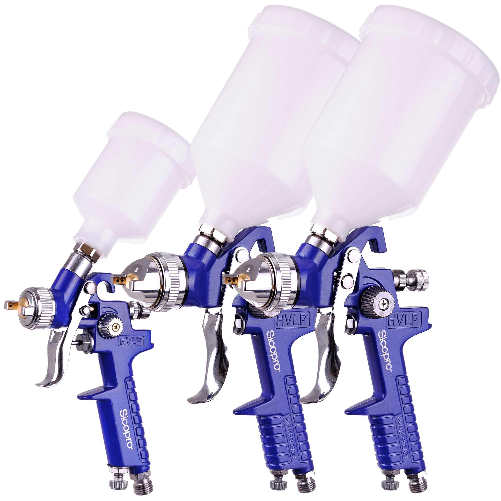HVLP 0,8 1,4 1,7 mm 2 x H-827 + H-2000P pistola a spruzzo con valigetta in alluminio