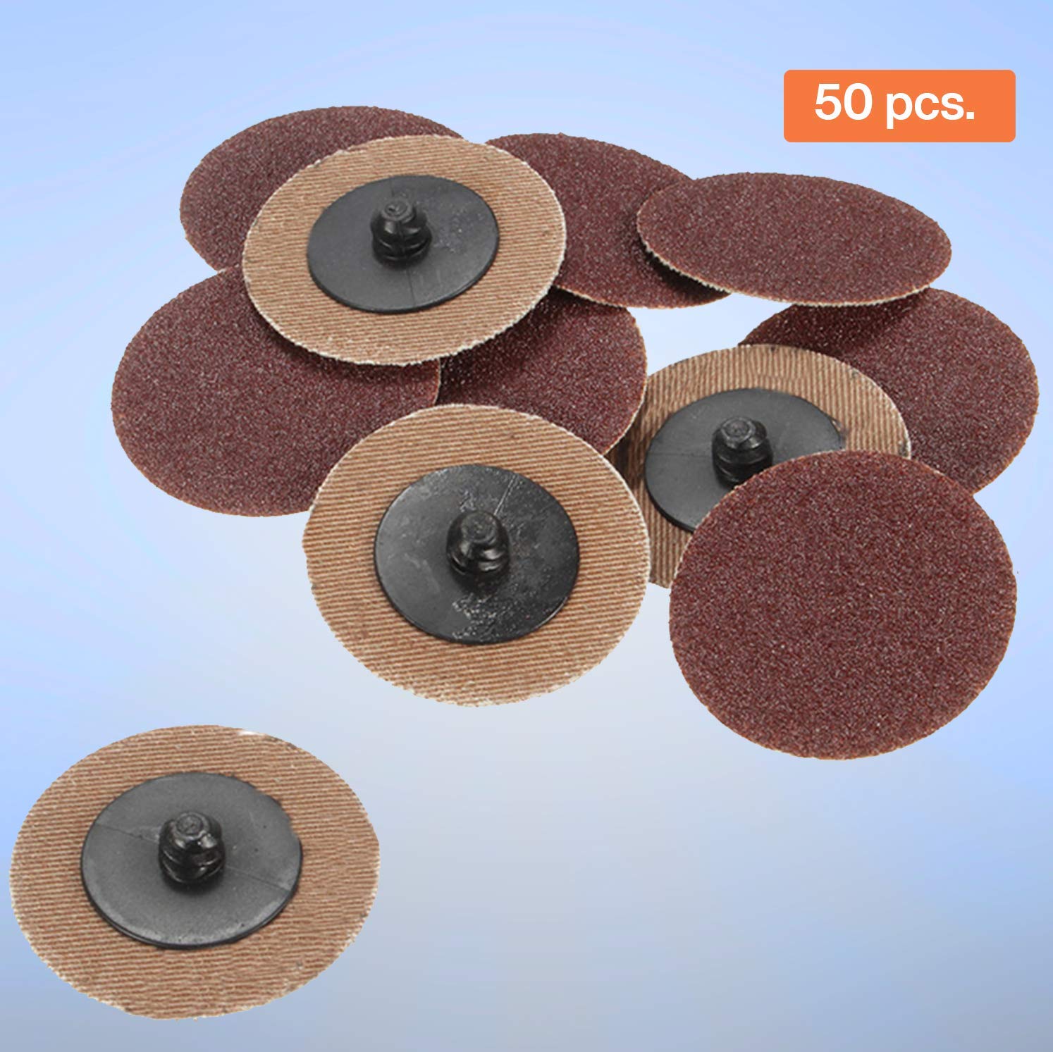 Katzco 50 Pieces - 2 inch 80 Grit Roll Lock Sanding and Grinding Discs - 50 Pieces - for use with Drill or Die Grinder - for Any Surface Prep or Finishing Job