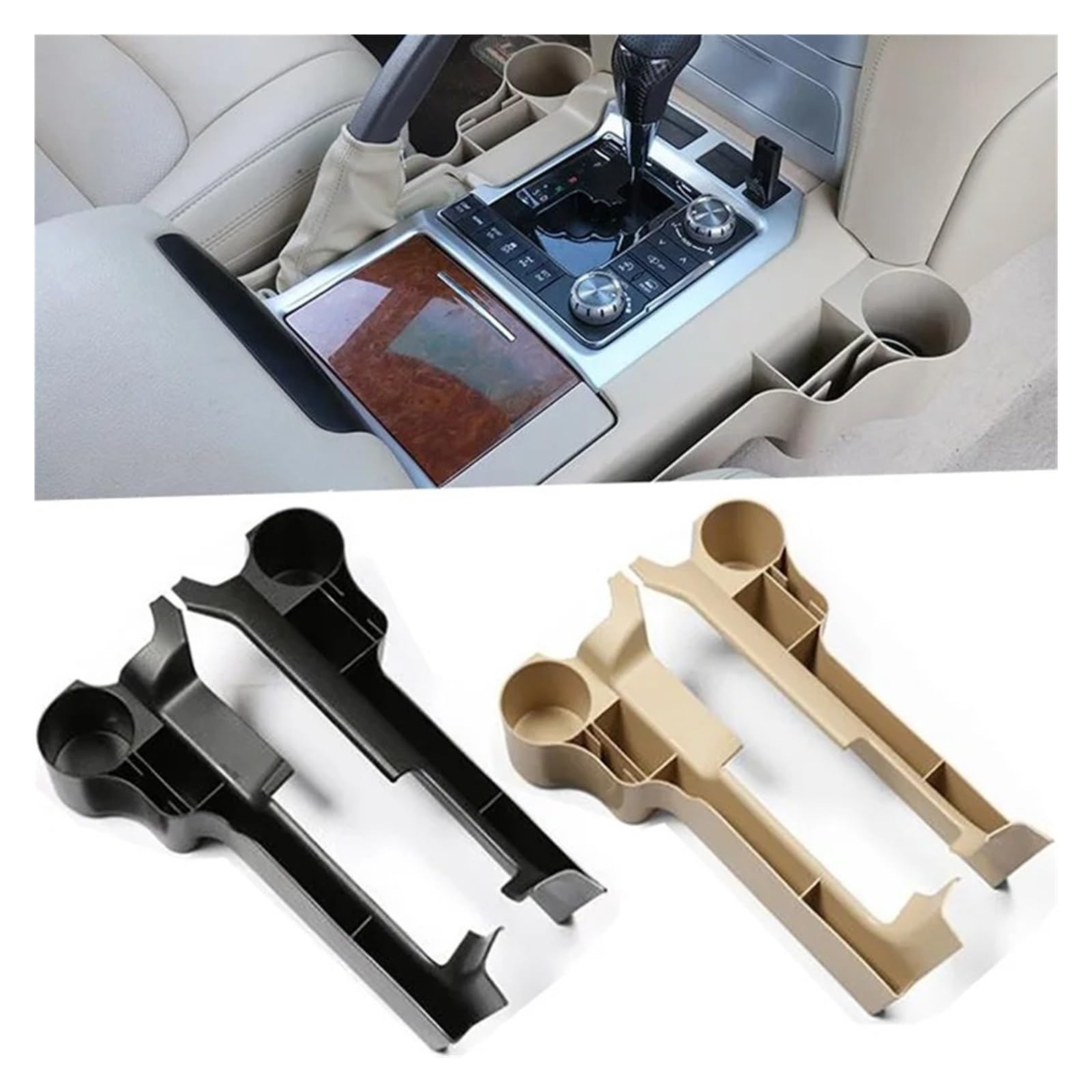 Porta Tazza Universale Auto per Toyota per Land per Cruiser 200 LC200 FJ200 2016-2020 Center Console Sedile Fessura Scatola Immagazzinaggio Organizzare Portas Tazzas Veicolo(Black Left)