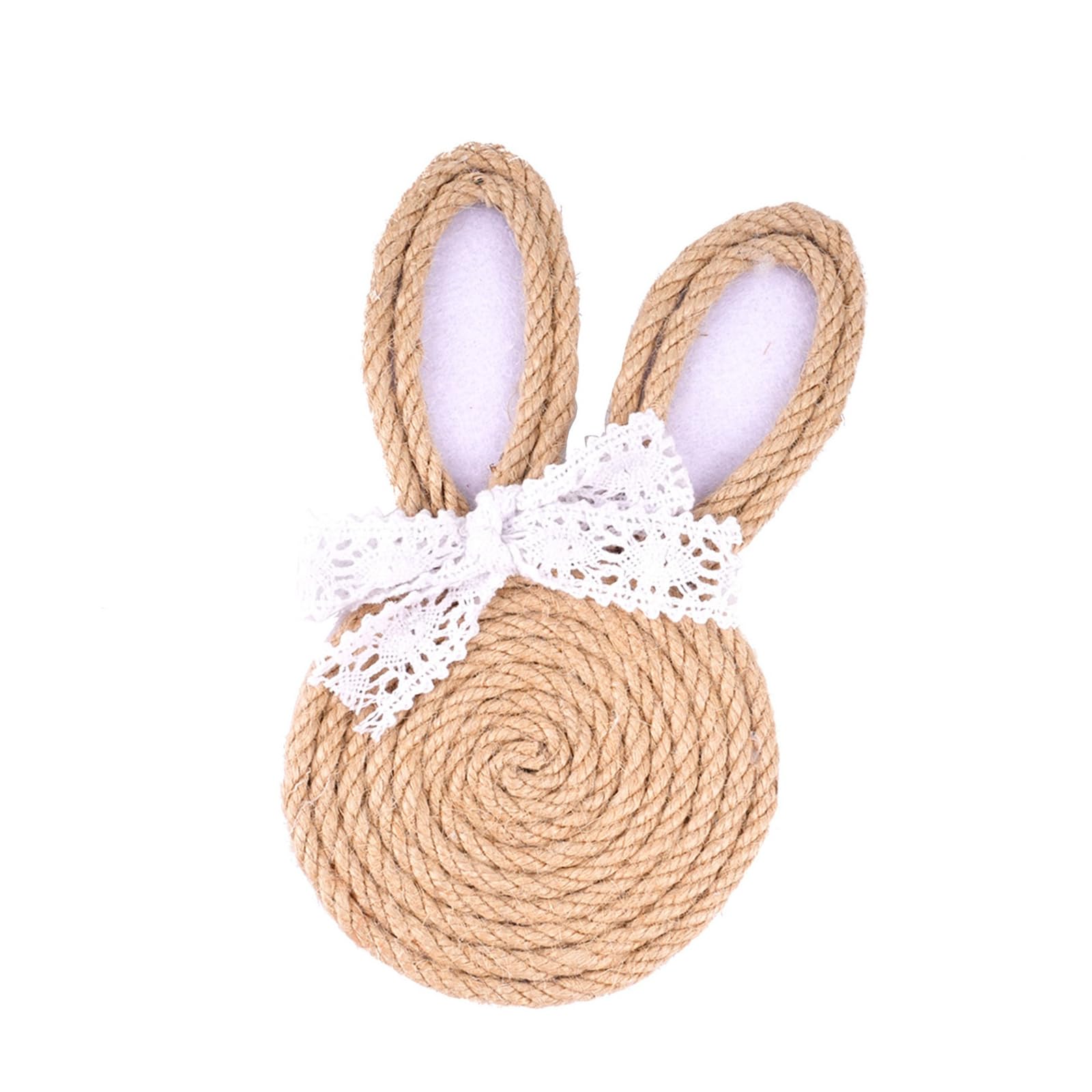 Festives Easter Woven Rope Cup Coasters Nonslip Drink Pad with Rabbits Shape for Kitchen Spring Party Table Decoration Protective Mats Spring Party Supplies Bunnies Themed Drink Rope Rabbits Placemat