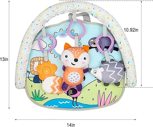 Miniatura 8 de Juguetes de asiento de automóvil para bebé, asiento de automóvil suave, arco de actividades ajustable con dos muñecas bonitas pateables y jugables